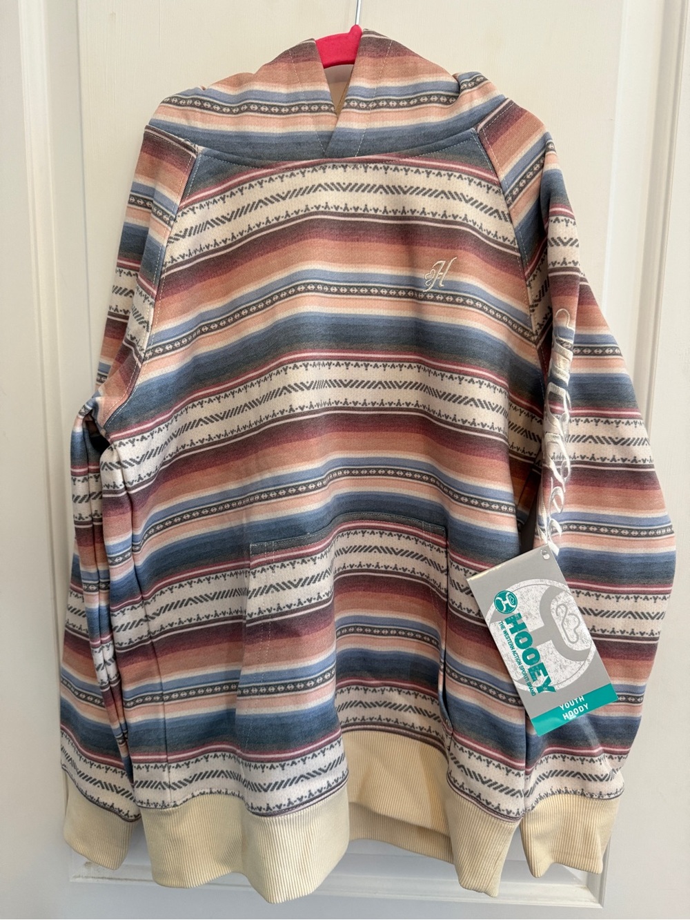 Hooey Multicolor Striped Hooded Sweatshirt - Blue, Rust, Cream